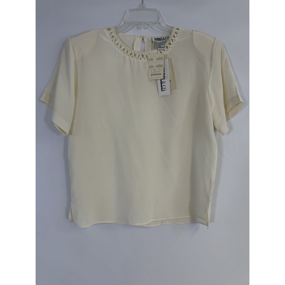 Jimmy And Co Tops - Deadstock Vtg 90s Ivory Silk Top Short Sleeve Blouse L Classic Quiet Luxury NWT